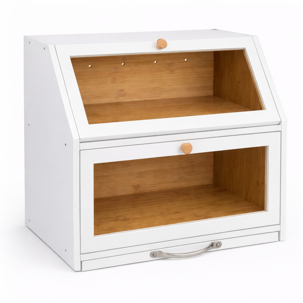 Porta-Pão Duplo com Tábua de Corte Integrada