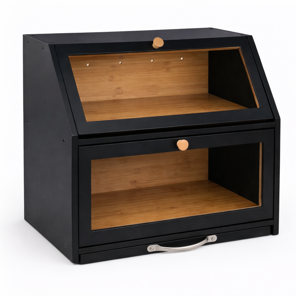 Porta-Pão Duplo com Tábua de Corte Integrada