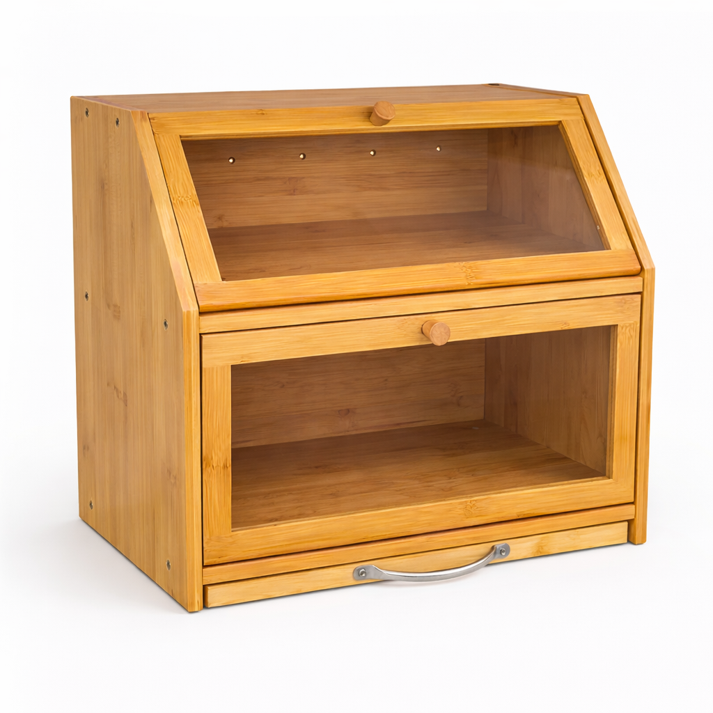 Porta-Pão Duplo com Tábua de Corte Integrada