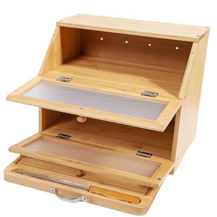 Porta-Pão Duplo com Tábua de Corte Integrada